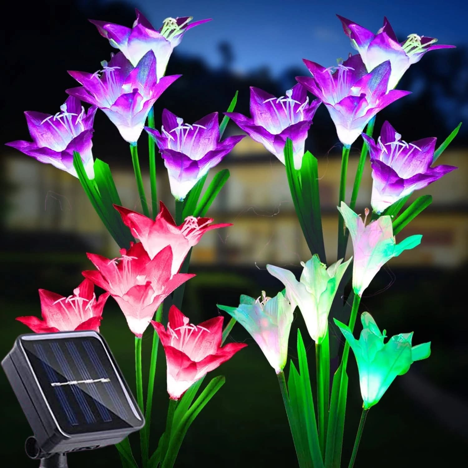 Luces decorativas tulipán para jardín con panel solar – Mil Ideas