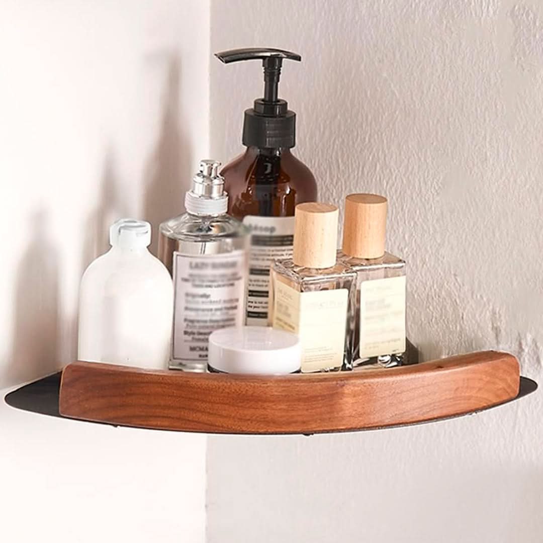 Estante esquinero Luxury de aluminio y madera detalle – Mil Ideas