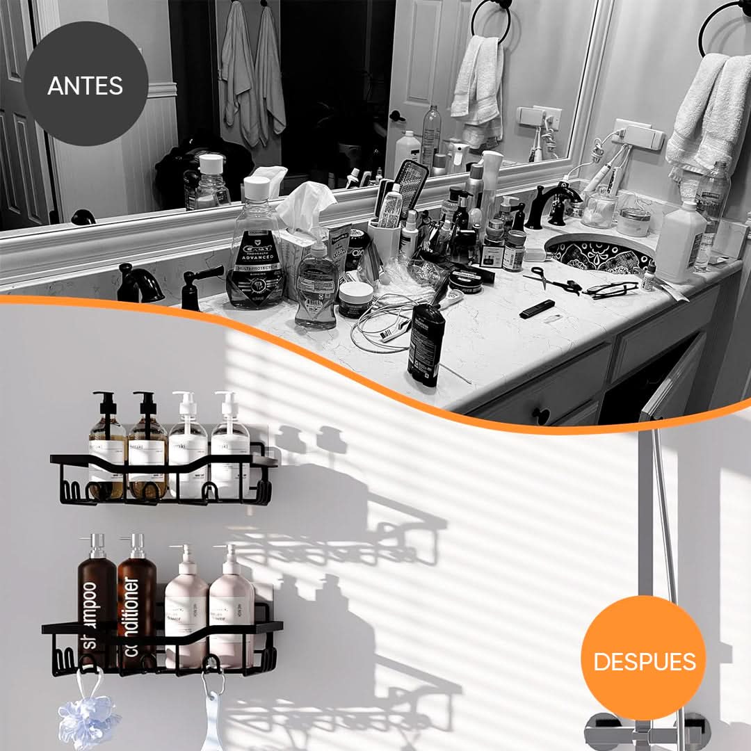 Set de 5 organizadores para ducha minimalista vista adicional – Mil Ideas