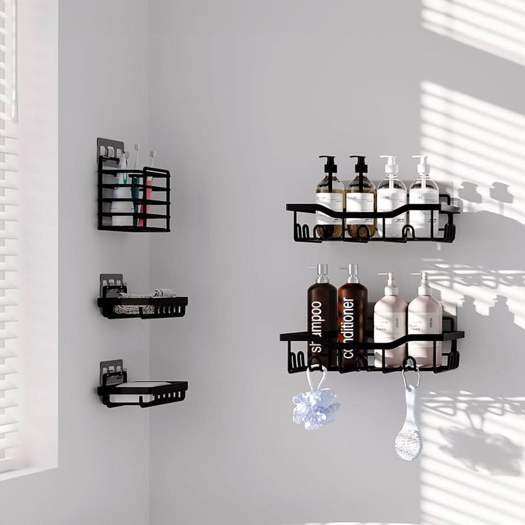 Set de 5 organizadores para ducha minimalista vista adicional – Mil Ideas