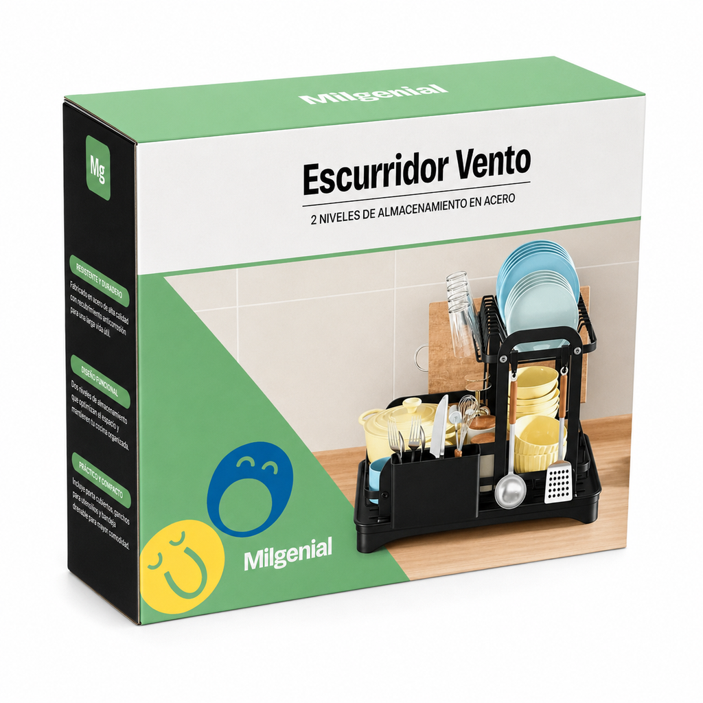 Escurridor Vento de Acero con 2 Pisos y Drenaje Mil Ideas