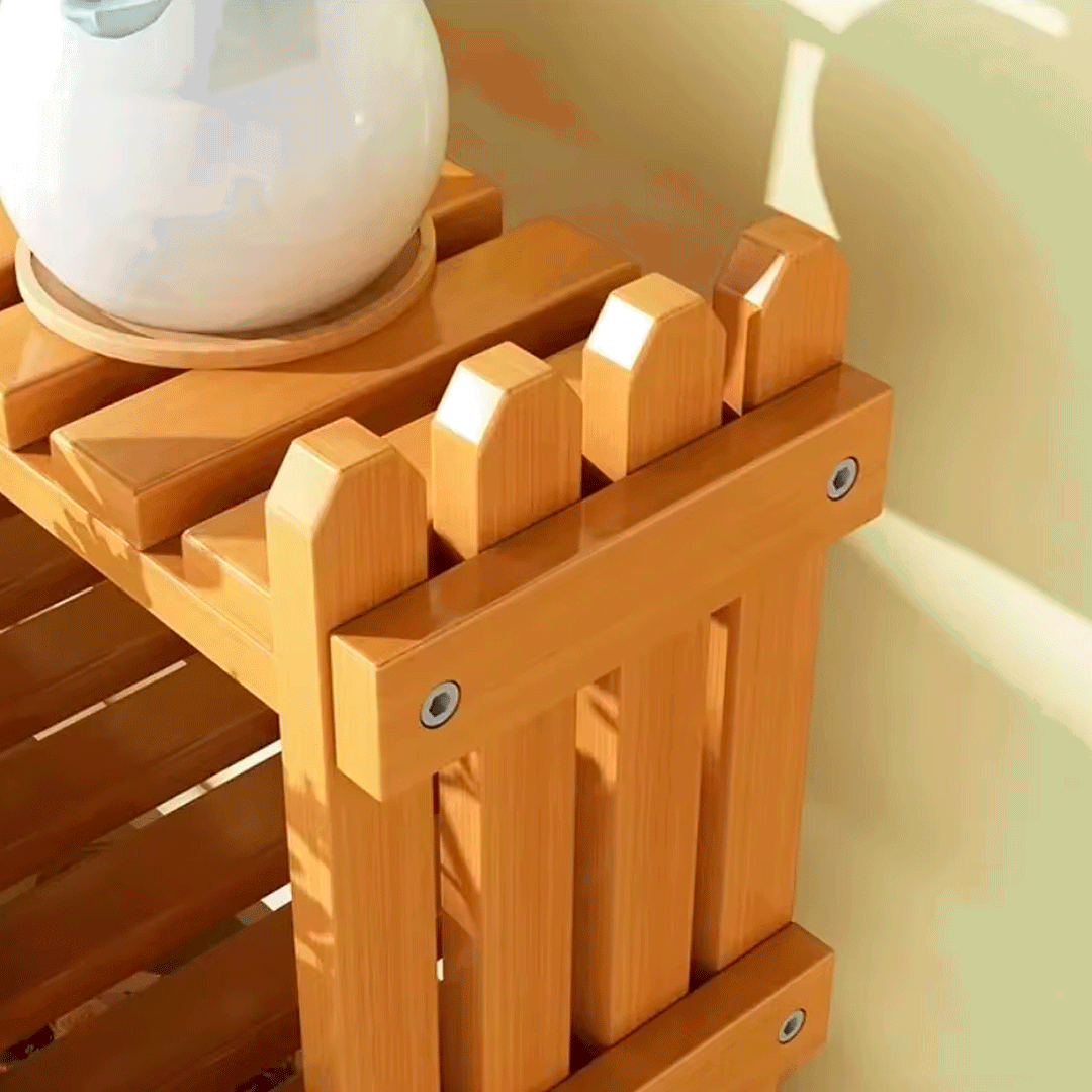 Estantería decorativa de madera 2 niveles vista adicional – Mil Ideas