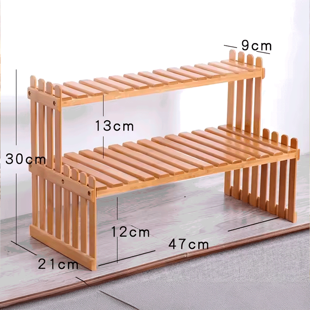 Estantería decorativa de madera 2 niveles vista adicional – Mil Ideas