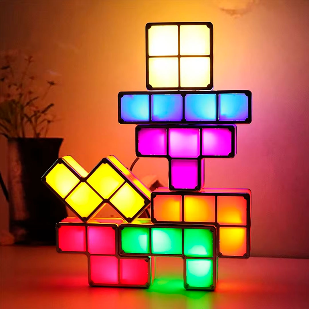 Luz apilable diseño Tetrix que se carga por inducción – Mil Ideas