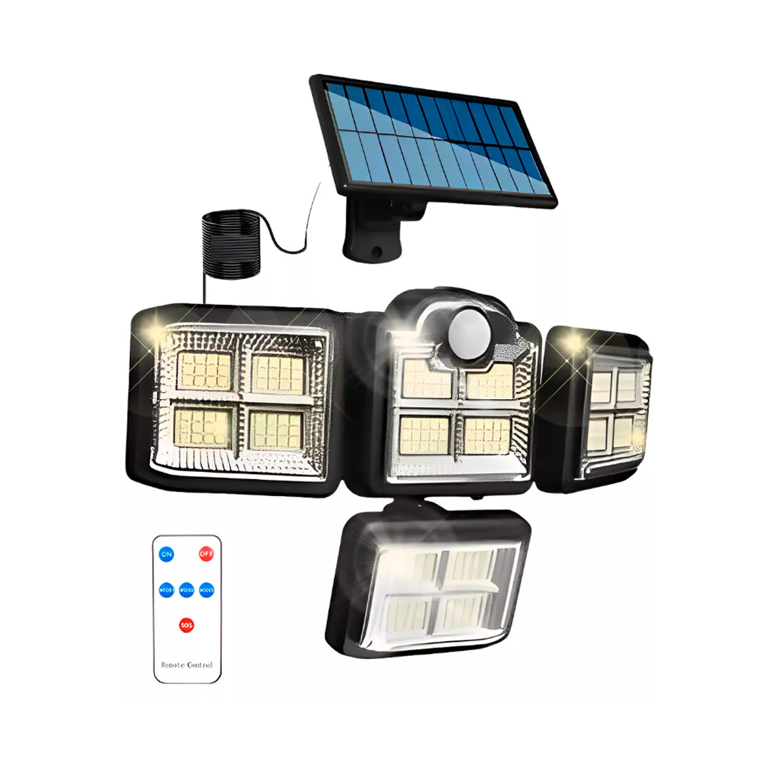 Foco Solar 4 Módulos 35W 198 LEDs 2400mAh detalle – Mil Ideas