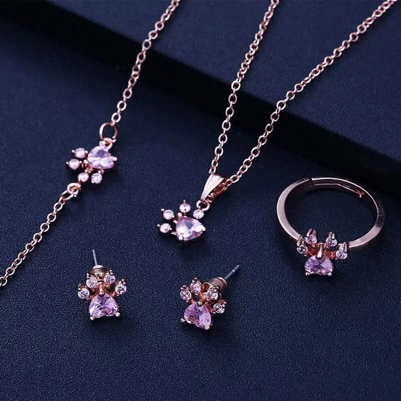 Set Catpaw en Plata 925 Gold Rose - Mil Ideas