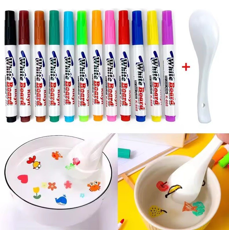 Marcadores Magicos para Agua con Tinta Flotante y Cuchara