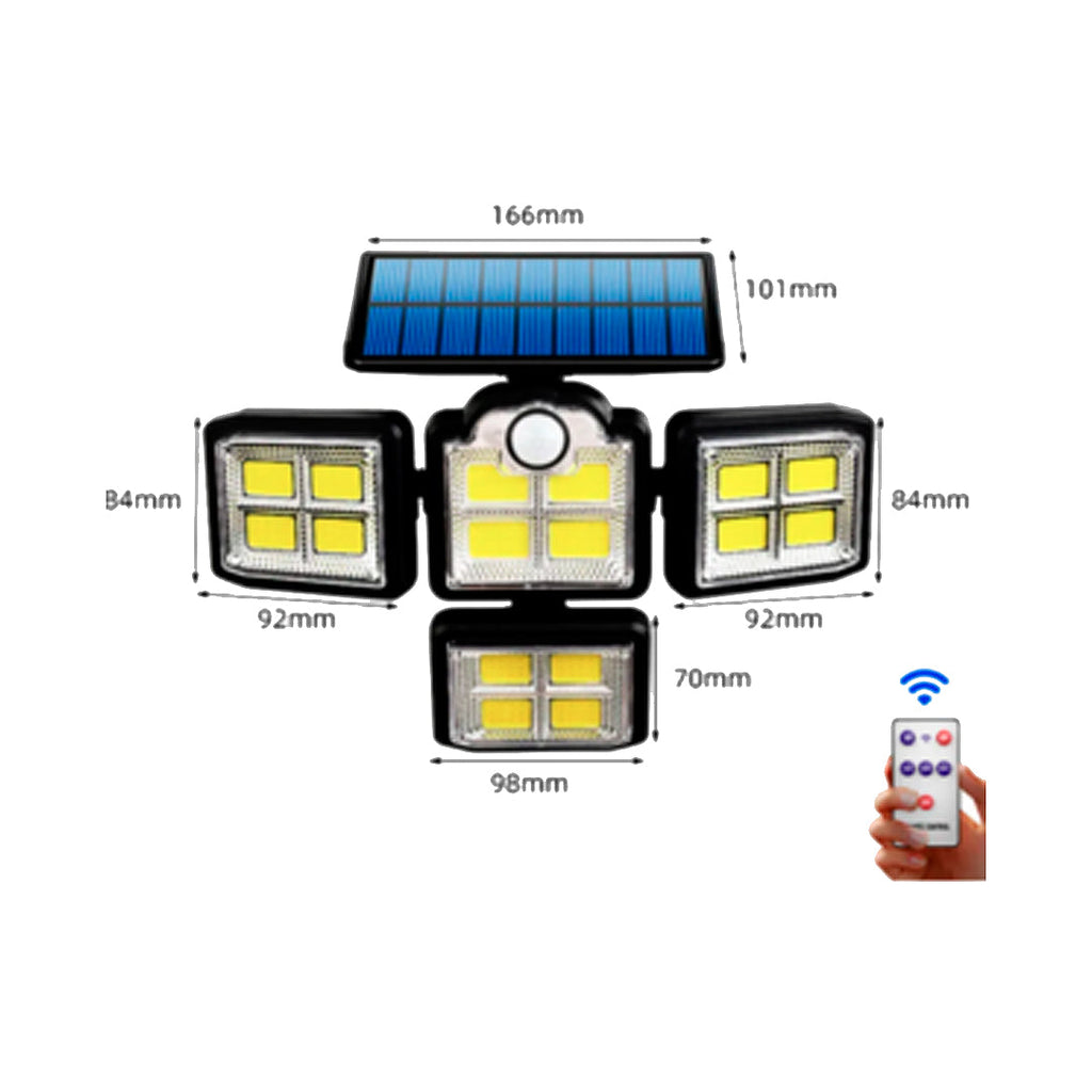 Foco Solar 4 Módulos 35W 198 LEDs 2400mAh vista adicional – Mil Ideas