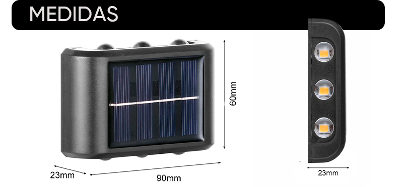 Pack de 2 focos solares 6 luces frías vista adicional – Mil Ideas