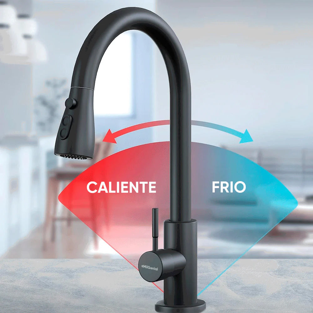 Canilla monocomando con extensor Full Wash en uso – Mil Ideas