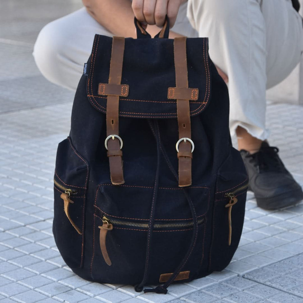Mochila Kaukko vintage casual de lona vista adicional – Mil Ideas