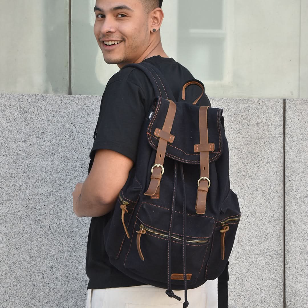 Mochila Kaukko vintage casual de lona detalle – Mil Ideas