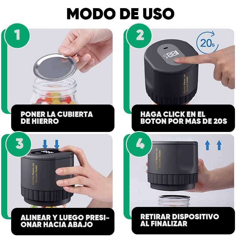 Selladora al vacío inalámbrica para frascos vista adicional – Mil Ideas