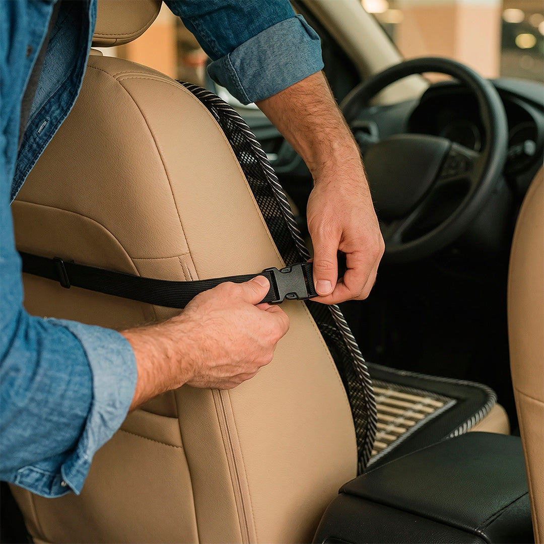 Respaldo ergonómico de bambú para coche vista adicional – Mil Ideas