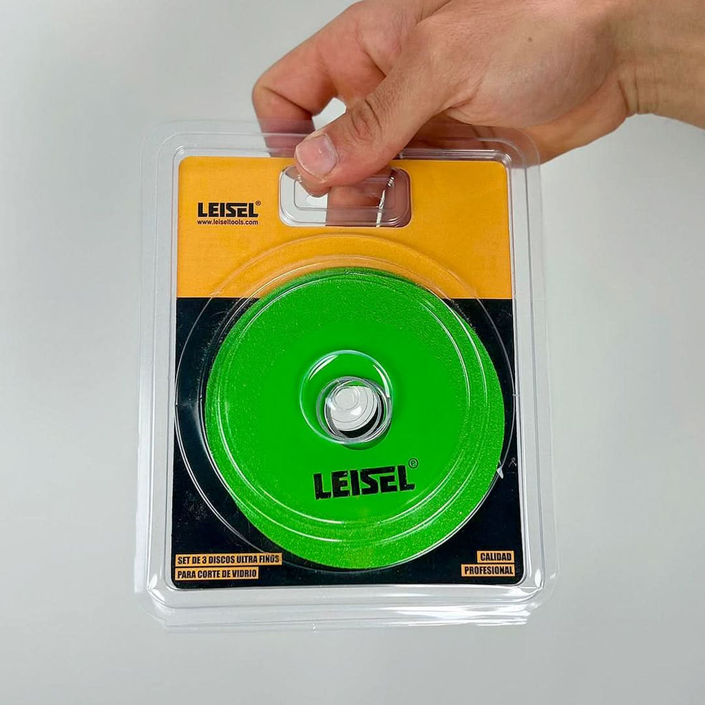 Set 3 discos Leisel de corte de vidrio 100mm en uso – Mil Ideas