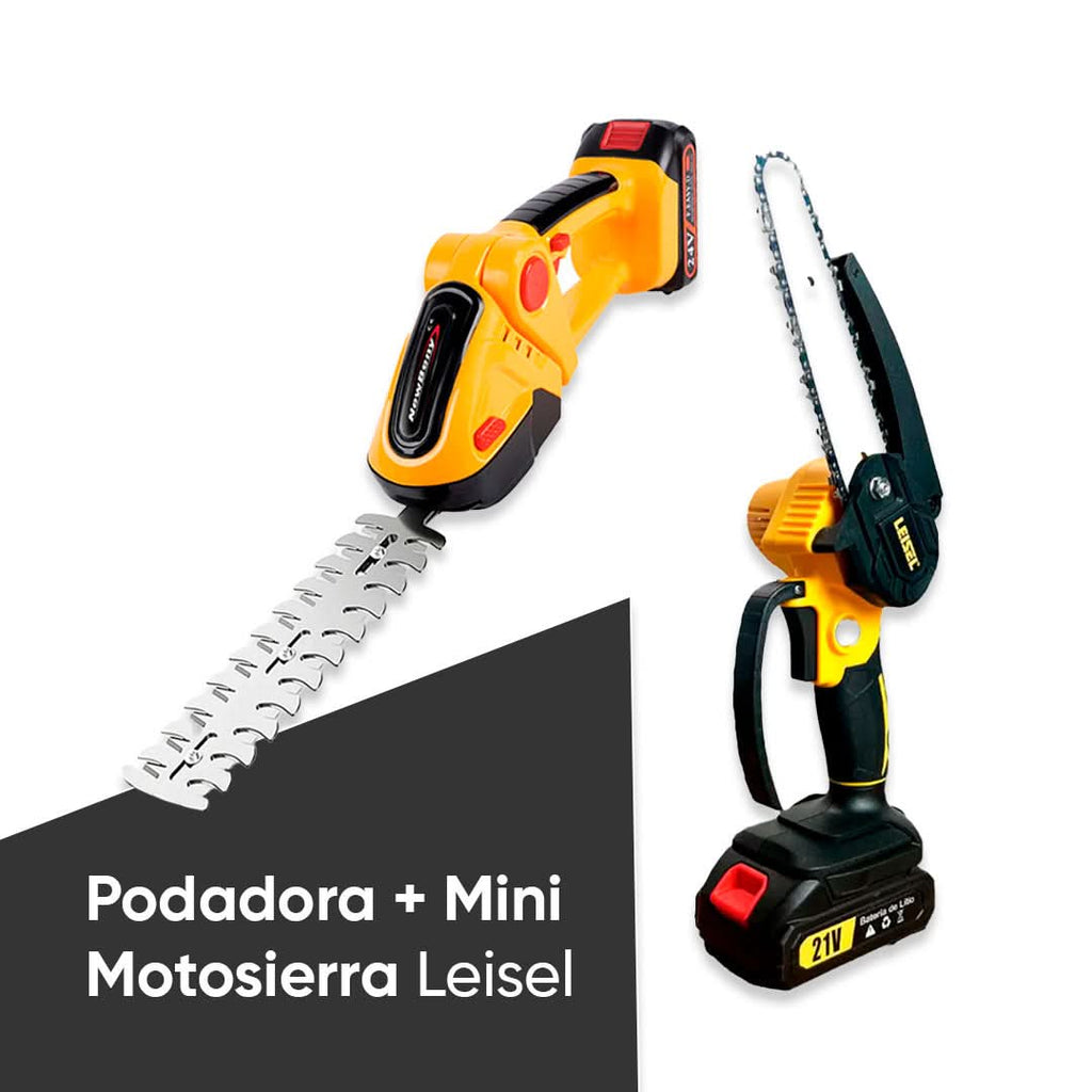 Podadora a Batería + Mini Motosierra Leisel – Mil Ideas