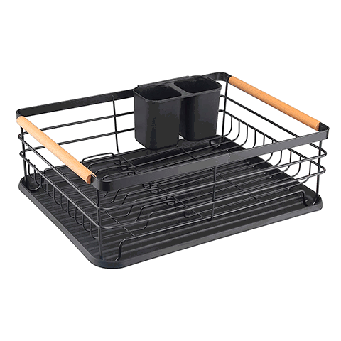 Escurridor acero y madera en uso en cocina – Mil Ideas