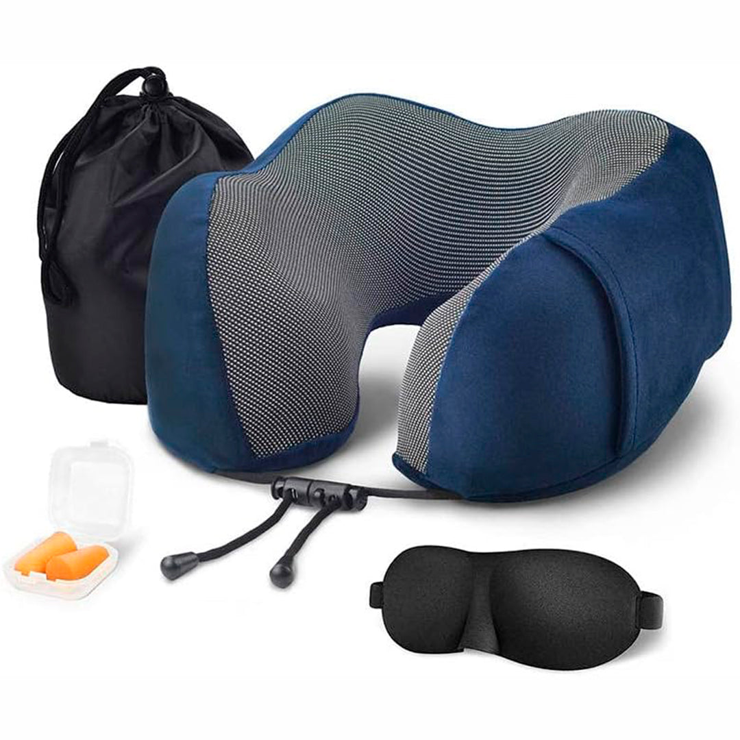 Almohada de viaje con antifaz y tapones de oídos – Mil Ideas