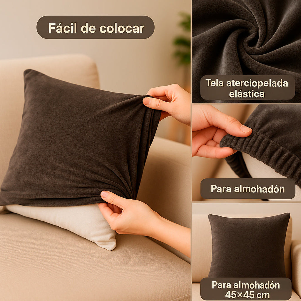 Funda de almohadón terciopelada para sillón en uso – Mil Ideas