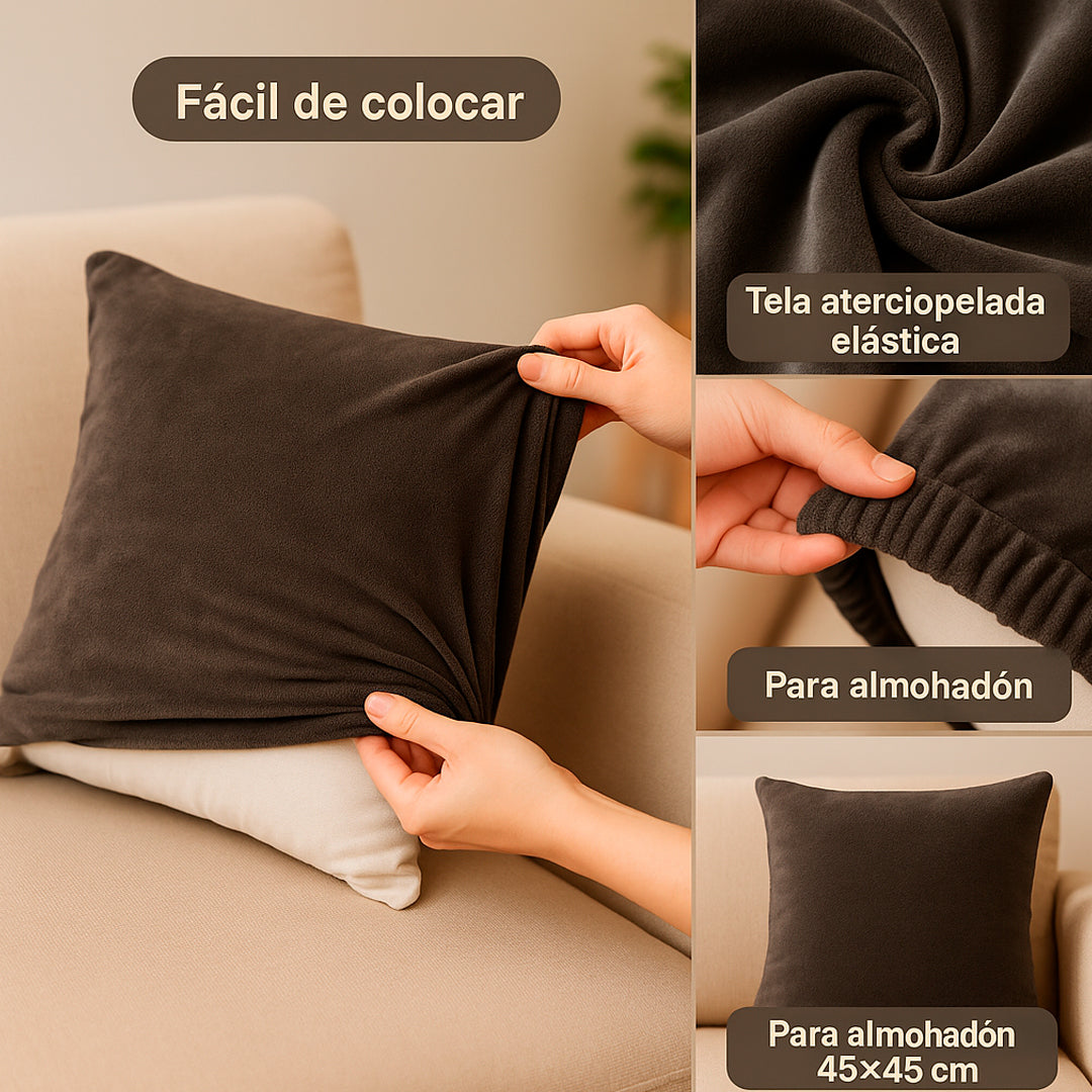 Funda de almohadón terciopelada para sillón en uso – Mil Ideas