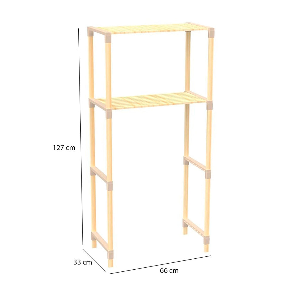 Estante organizador sobre lavarropa en madera y PPT vista adicional – Mil Ideas