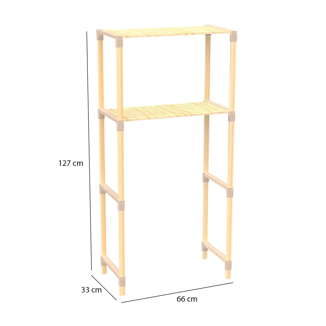 Estante organizador sobre lavarropa en madera y PPT vista adicional – Mil Ideas