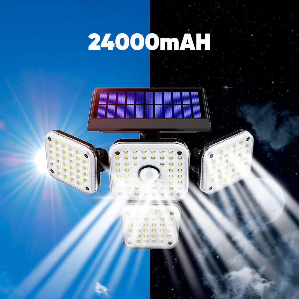 Foco solar 4 luces extensible detalle del panel y brazos – Mil Ideas