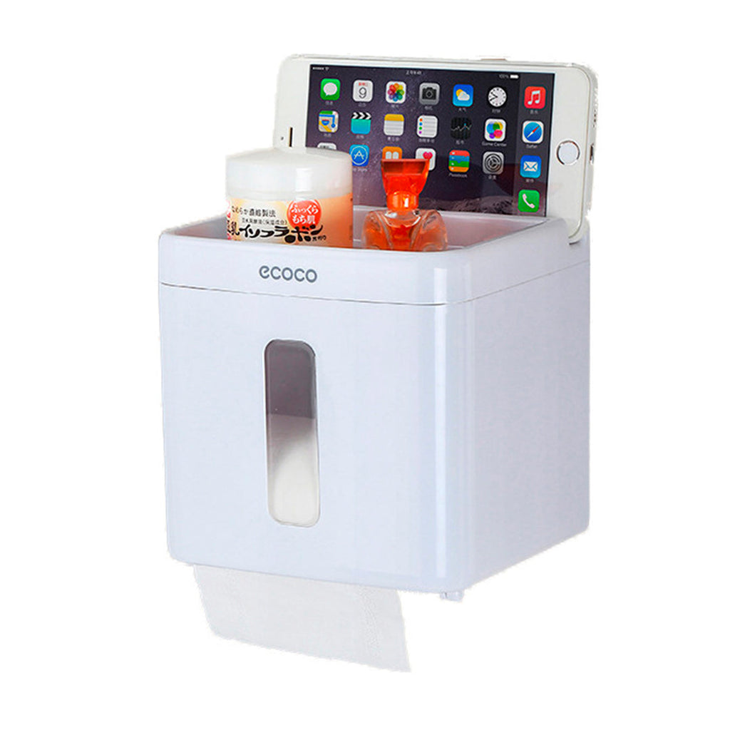 Organizador porta papel higiénico con estante en uso – Mil Ideas