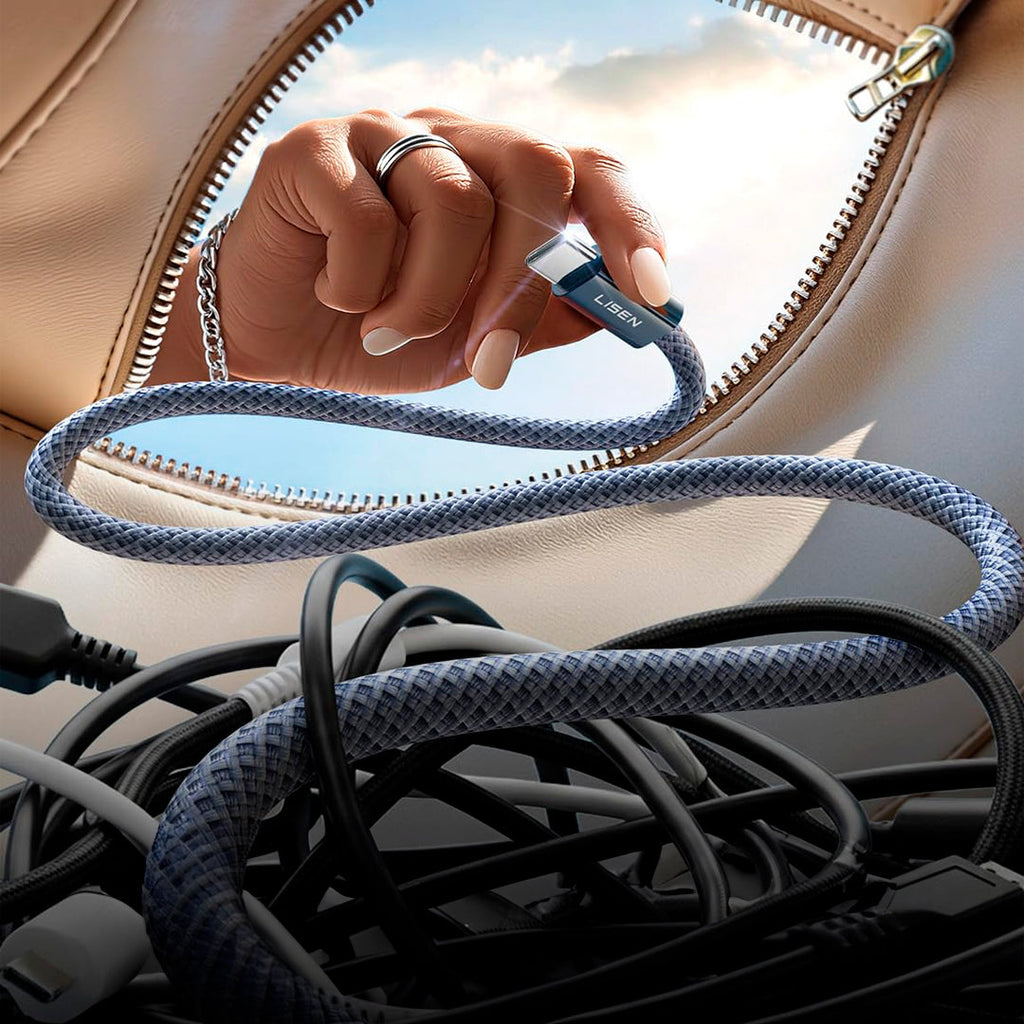 Cable LISEN USB-C 3.0 trenzado carga rápida en uso – Mil Ideas
