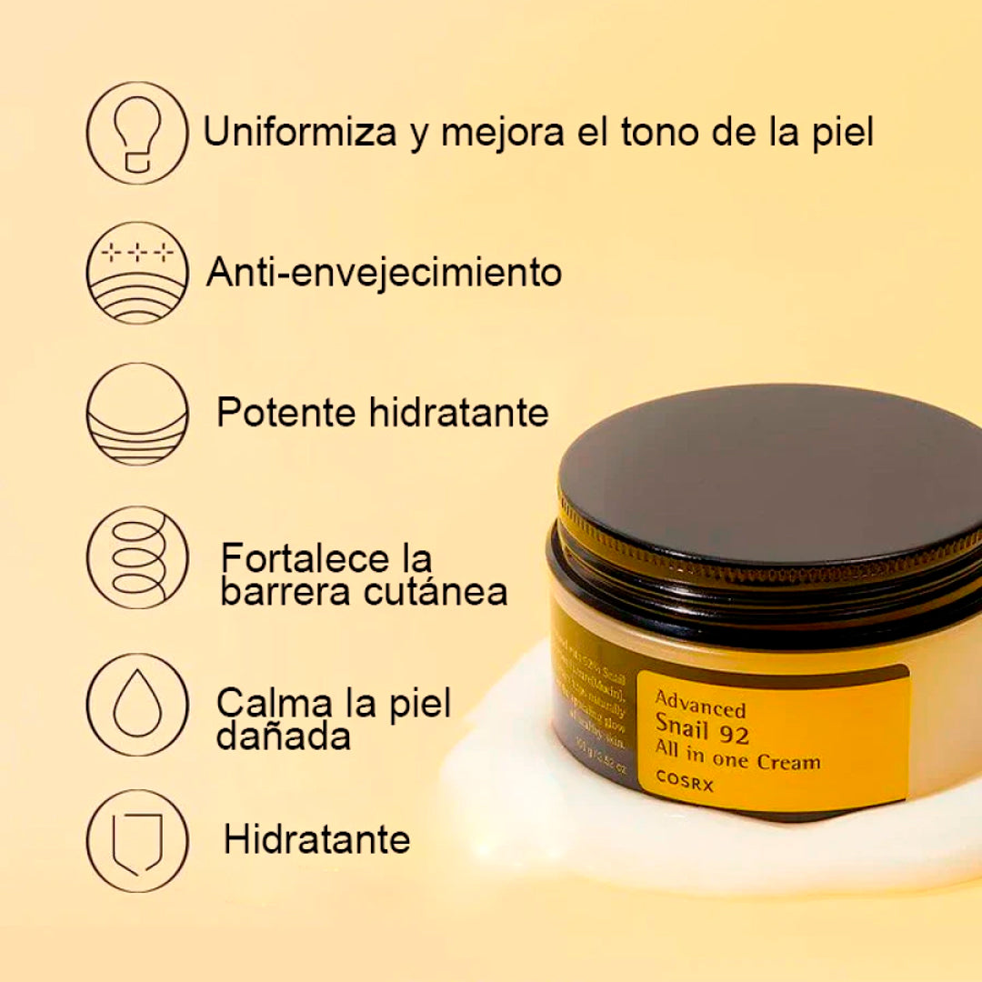 COSRX Advanced Snail 92 Cream en uso sobre la piel – Mil Ideas