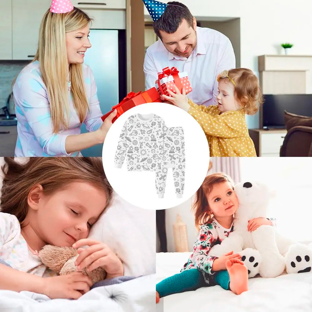 Conjunto pijama coloreable para niños vista adicional – Mil Ideas