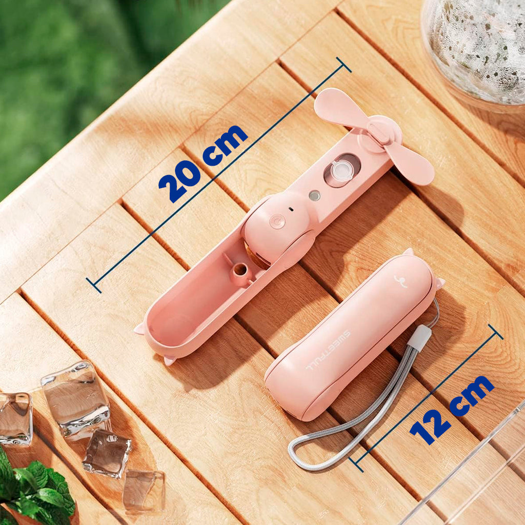 Mini ventilador de cartera con water spray vista adicional – Mil Ideas