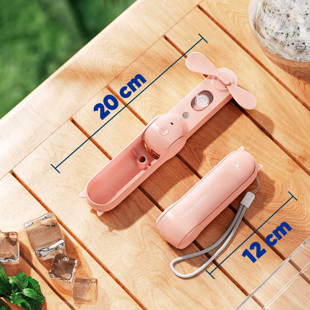 Mini ventilador de cartera con water spray vista adicional – Mil Ideas
