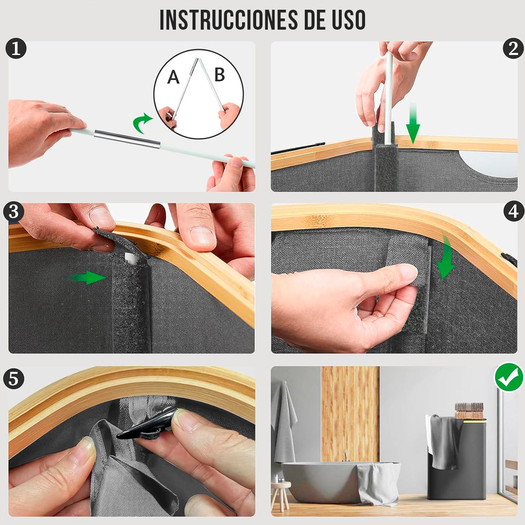 Cesto organizador de ropa 3 divisiones vista adicional – Mil Ideas