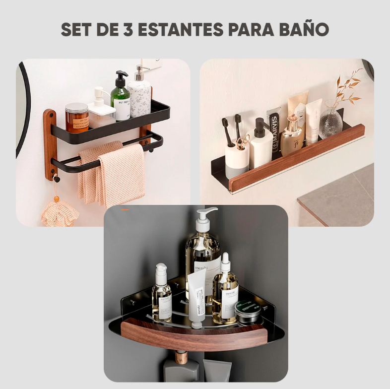 Set de 3 Estantes para Baño Luxury – Mil Ideas