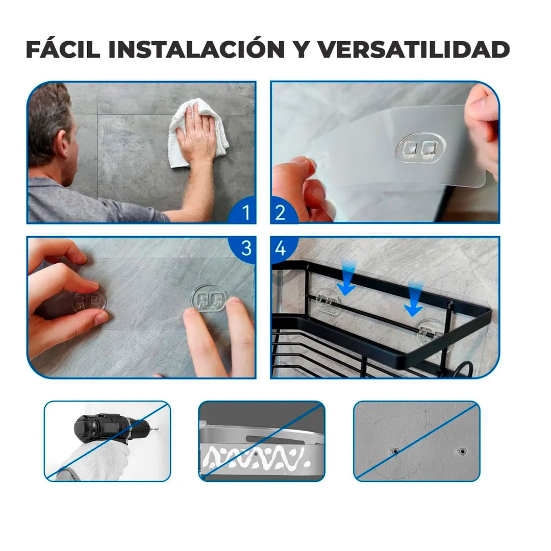 Estantes baño esquineros autoadhesivos vista adicional – Mil Ideas