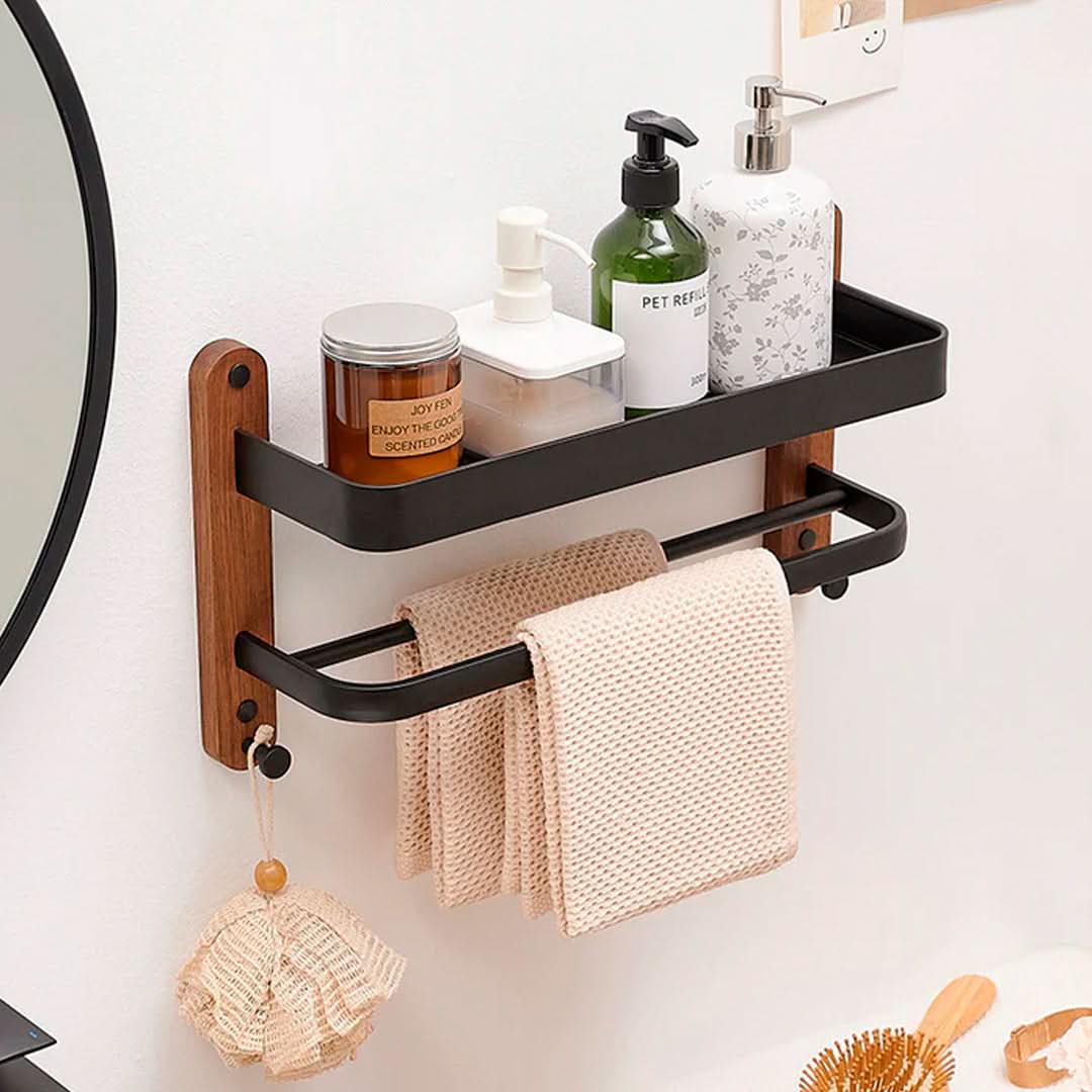 Estante toallero Luxury aluminio y madera – Mil Ideas