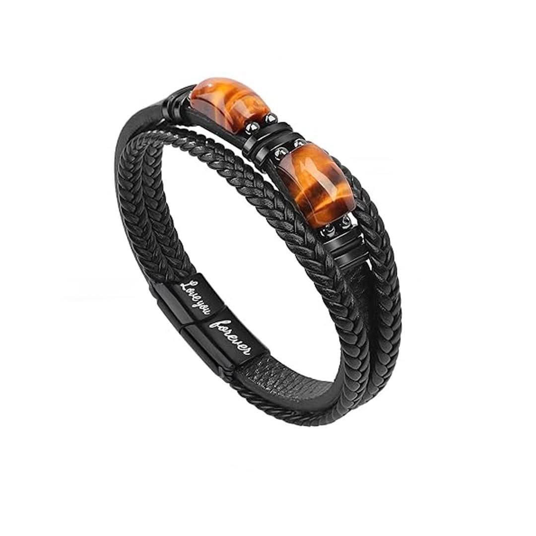 Pulsera de cuero con piedra natural vista adicional – Mil Ideas