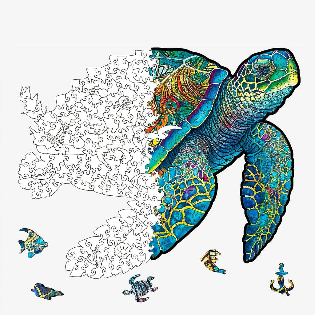 Puzzle de madera 300 piezas tortuga detalle – Mil Ideas
