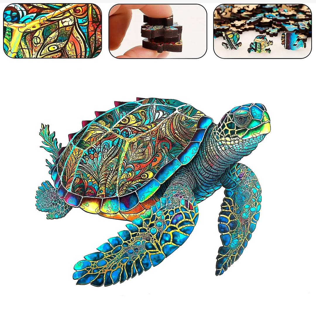 Puzzle de madera 300 piezas tortuga vista adicional – Mil Ideas