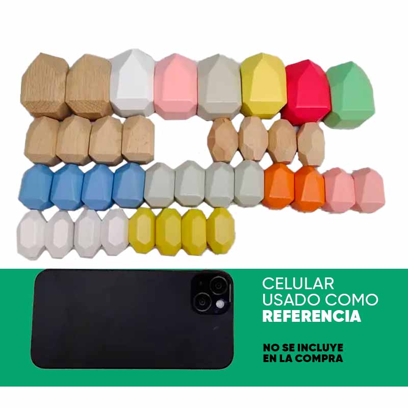 Juego didáctico de construcción apilable en madera vista adicional – Mil Ideas