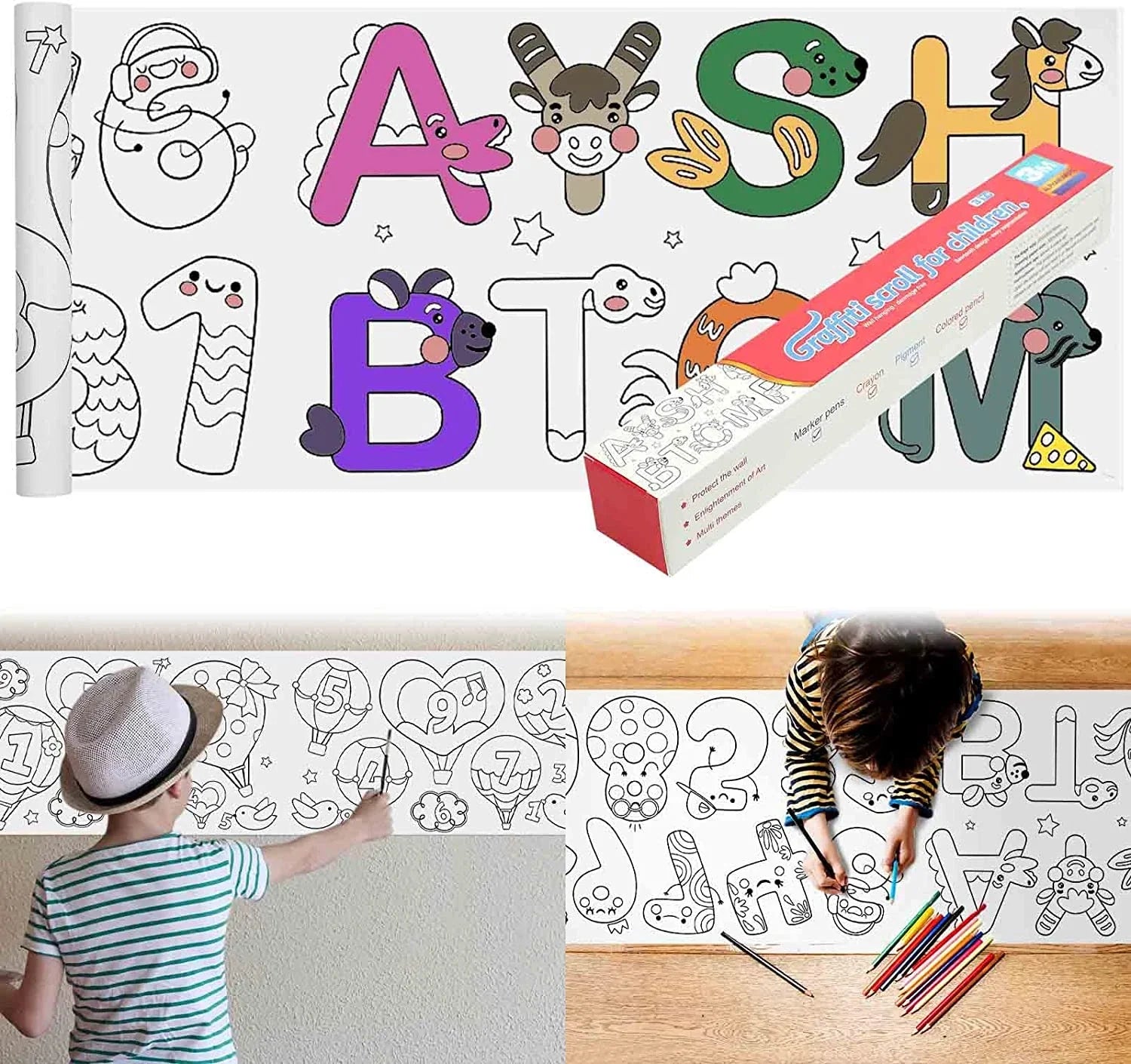 Pack de 5 rollos de dibujo coloreable con 5 diseños – Mil Ideas