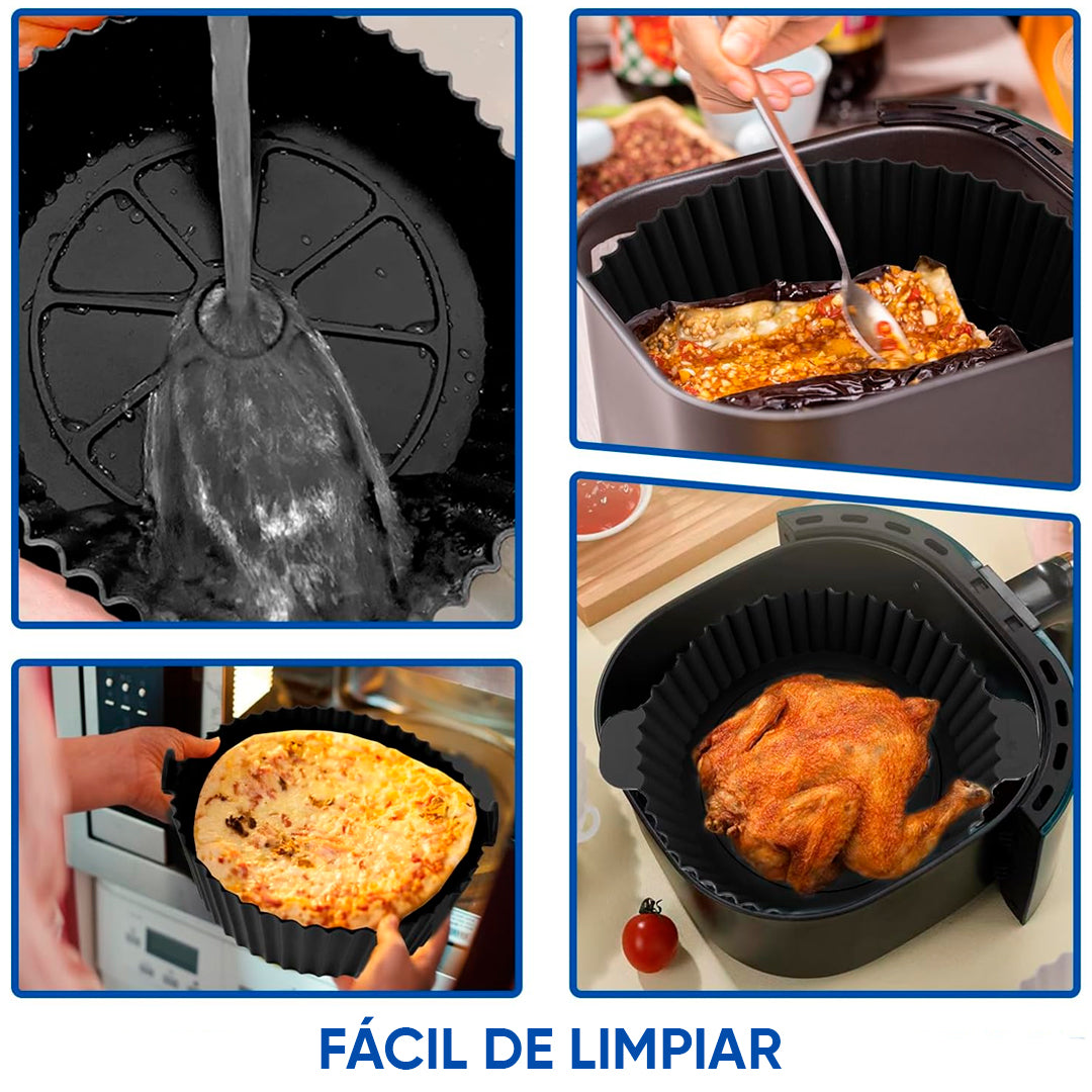 Bandeja de silicona para freidora sin aceite en uso – Mil Ideas