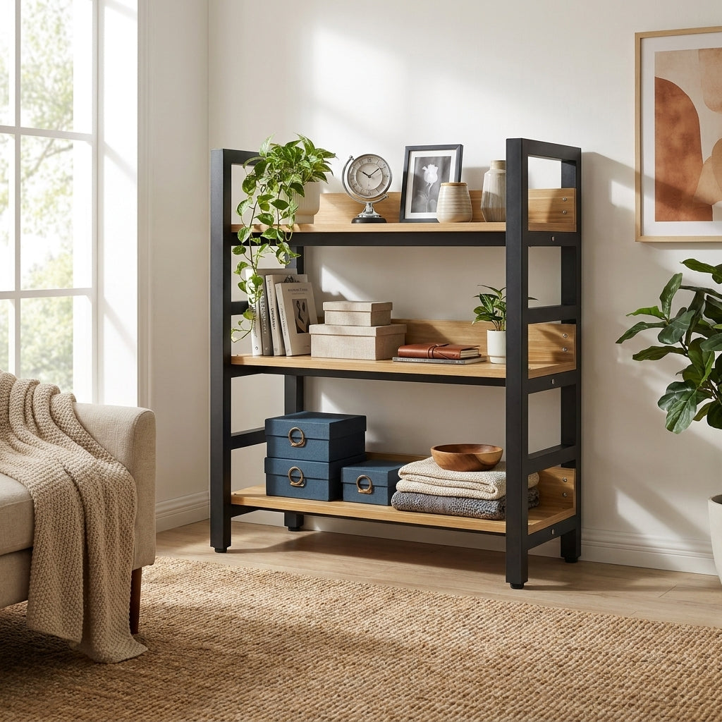 Estantería de Madera y Metal de 3 Niveles vista adicional – Mil Ideas
