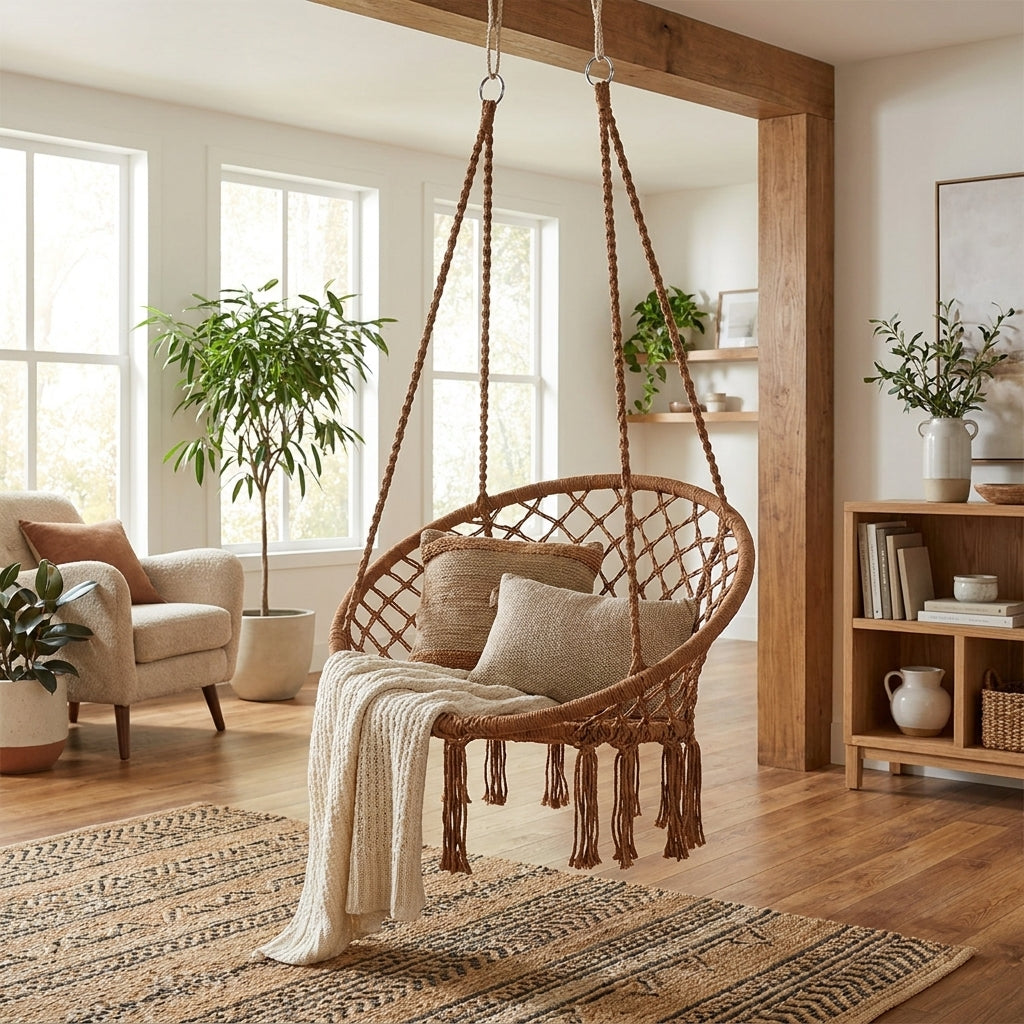 Silla hamaca macramé colgante vista adicional – Mil Ideas
