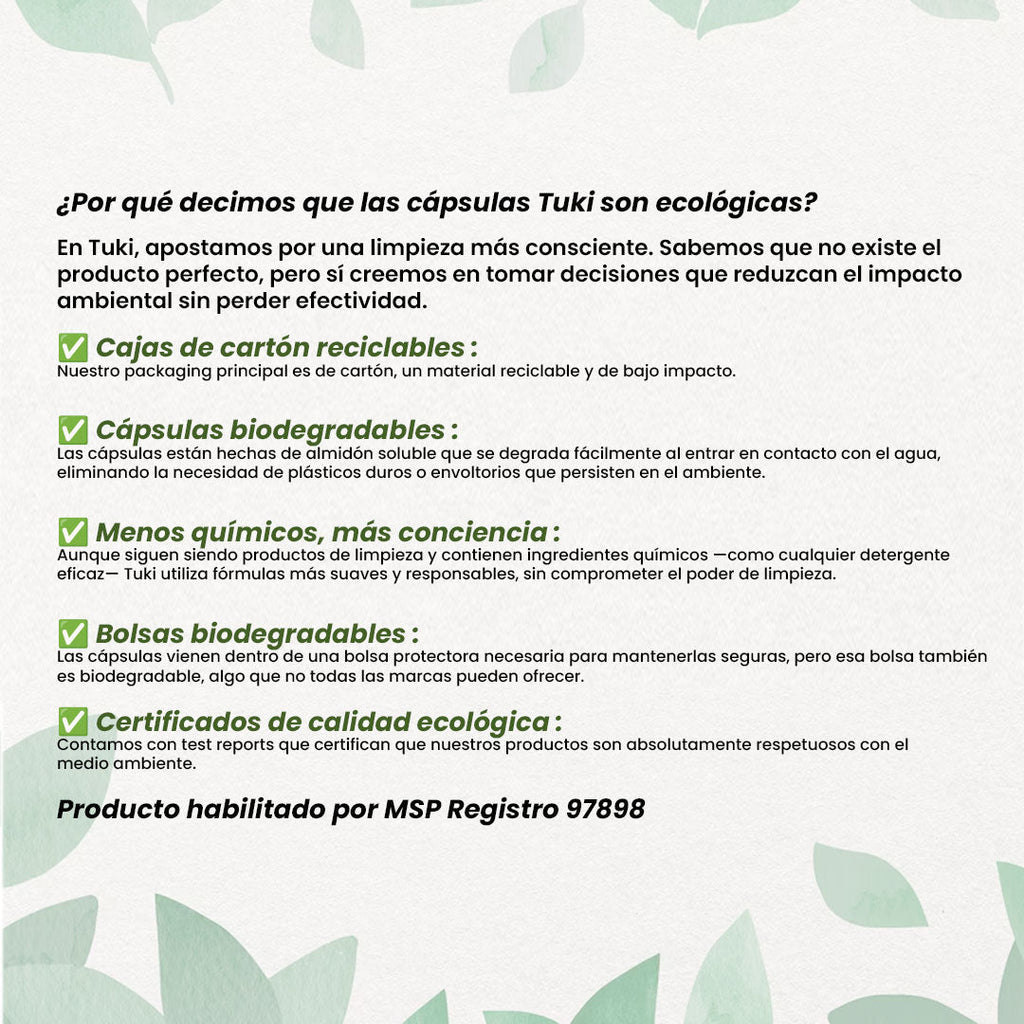 Cápsulas Tuki vista adicional ingredientes – Mil Ideas