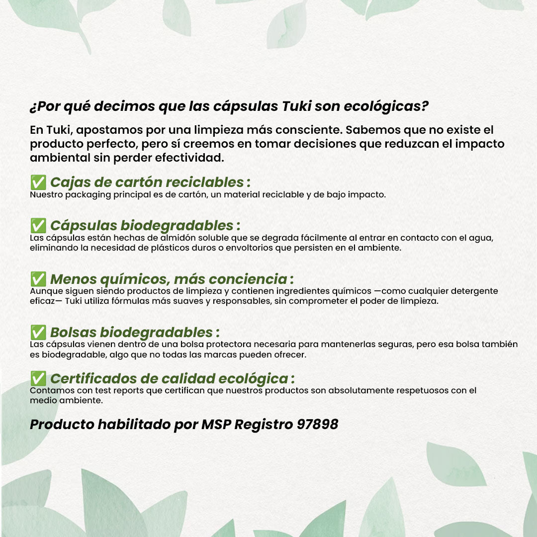 Cápsulas Tuki vista adicional ingredientes – Mil Ideas
