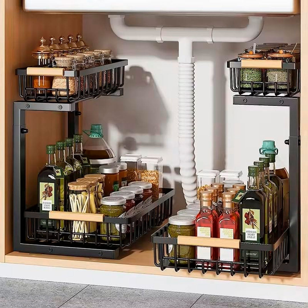 Organizador metálico multiusos extensible bajo mesada – Mil Ideas