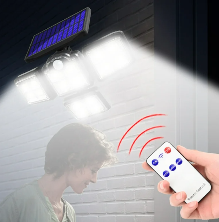 Foco Solar 4 Módulos 35W 198 LEDs 2400mAh en uso – Mil Ideas